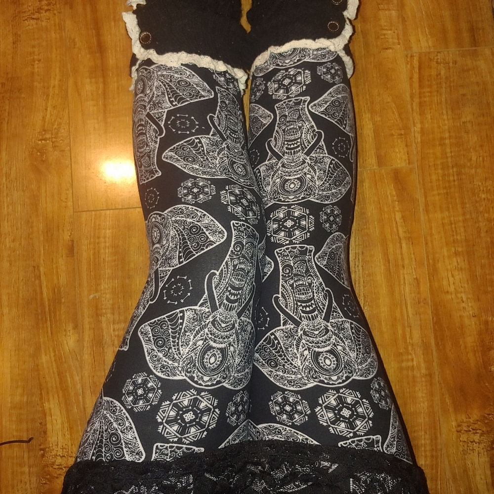 One Size Adult Mandala Elephant Print Leggings